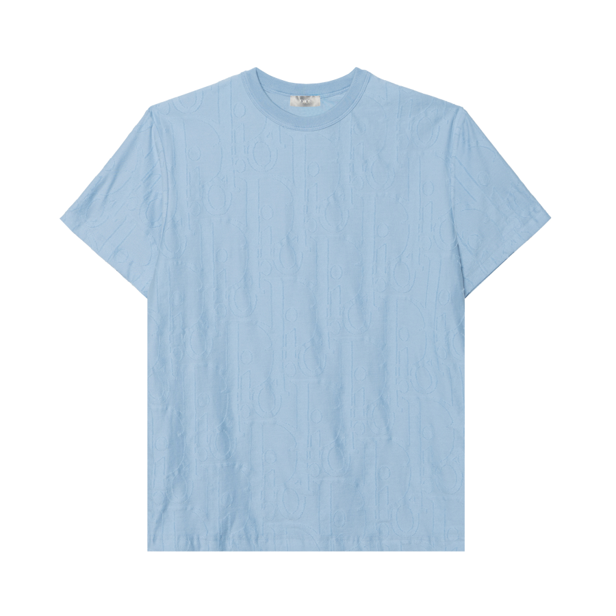 DIOR T Shirts Men's Blue Crew Neck Moderate Straight Fit