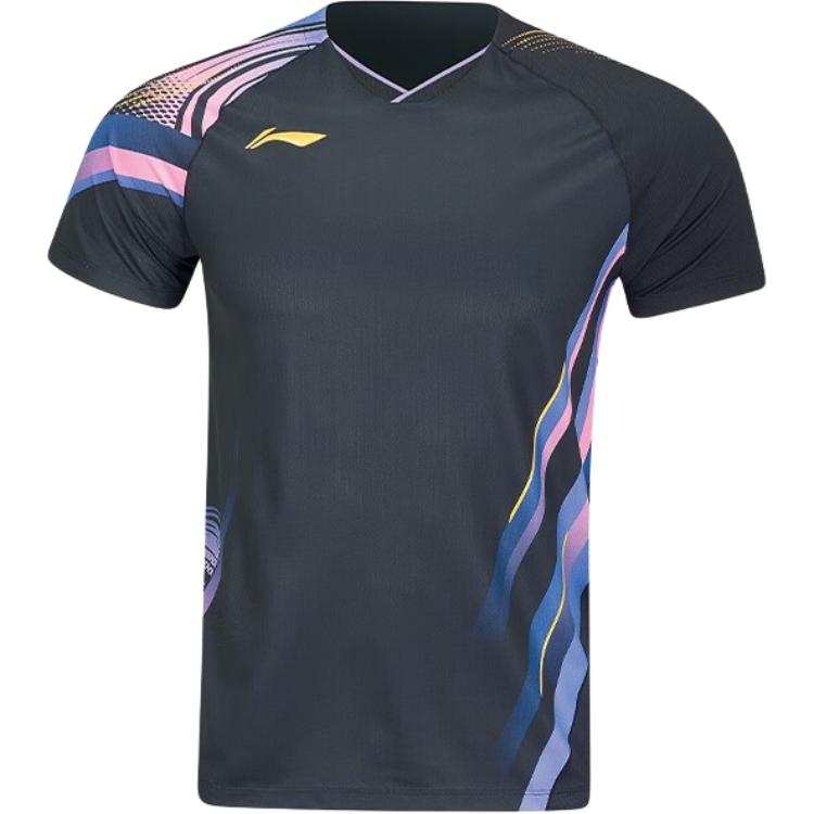 Li-Ning Li Ning T Shirts Women's Black V Neck Moderate Straight Fit
