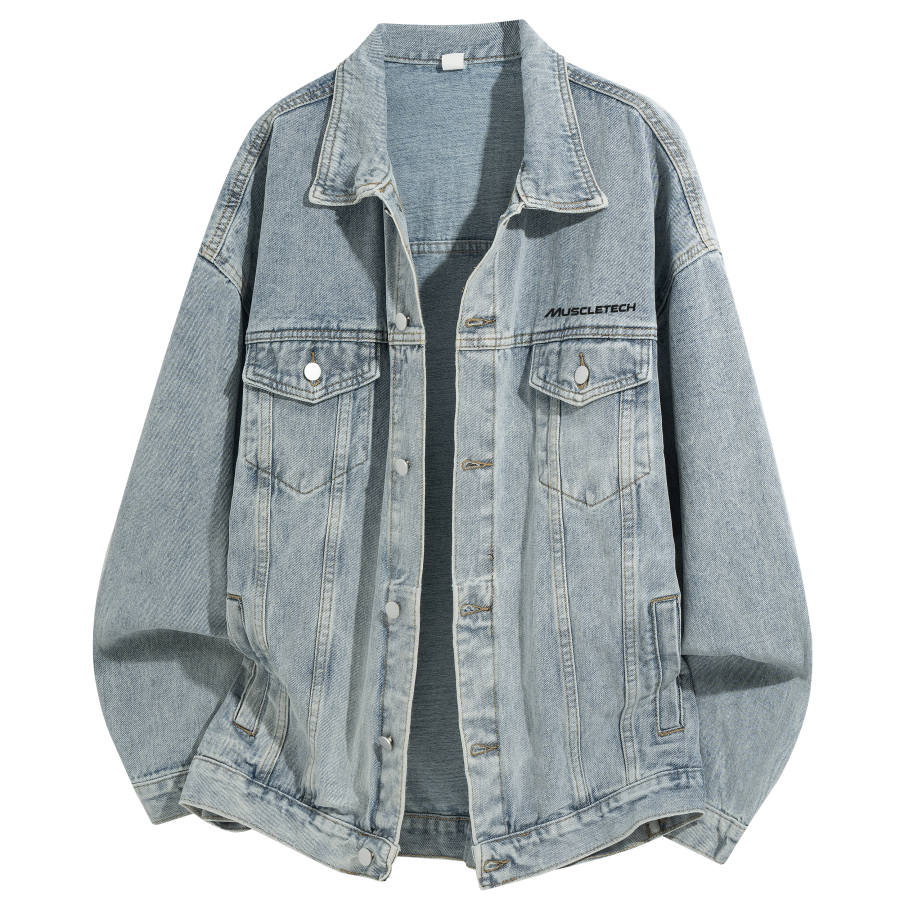 MUSCLETECH MUSCLETECH Denim Jackets Unisex Lapel Moderate Print