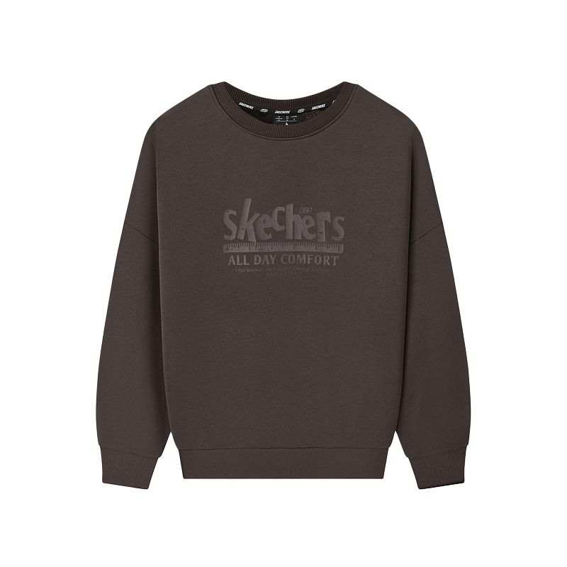 Skechers Sweatshirts Unisex Dark Caramel Brown 05U5 Crew Neck Moderate Regular