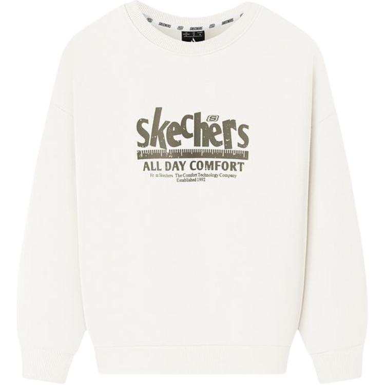 Skechers Sweatshirts Unisex Marshmallow White 0074 Crew Neck Moderate Regular