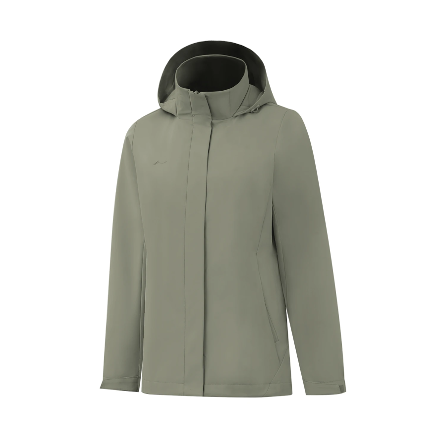 Li-Ning Li Ning Trench Coats Women's Solo Green Hooded Moderate Other