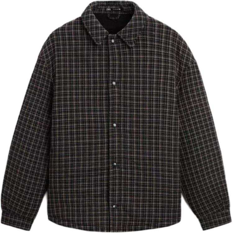 ZARA ZARA Puffer Jackets Men's Black/Brown Lapel Moderate