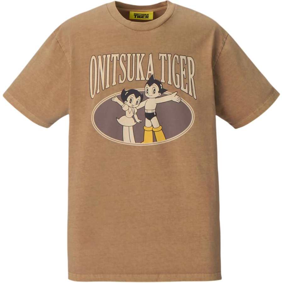 Onitsuka Tiger T Shirts Unisex Brown Crew Neck