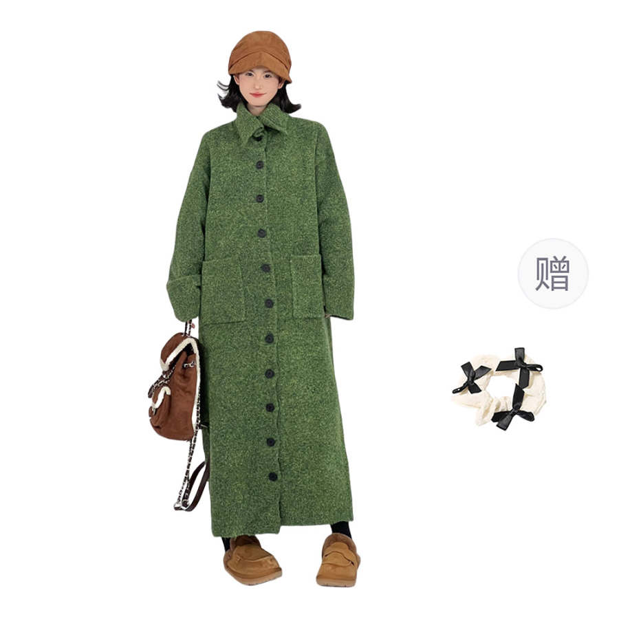 CPAURA Coats Women's Green+Bowknot Hair Tie Comes With Lapel Moderate