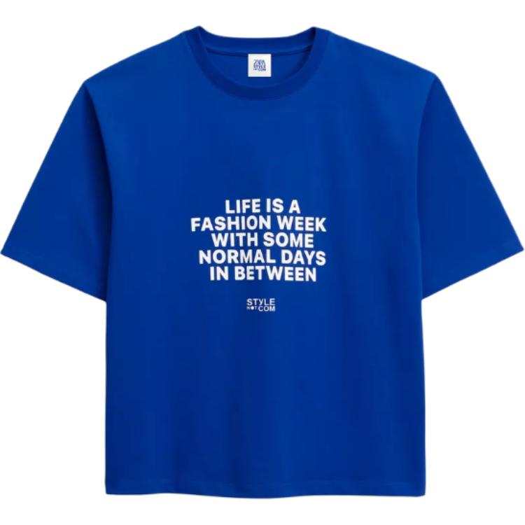 ZARA T Shirts Unisex Blue Crew Neck Moderate