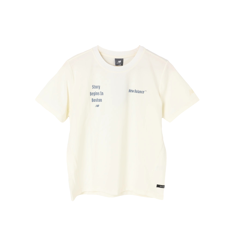 New Balance New Balance T Shirts Women's Ivory White Crew Neck Moderate Straight Fit