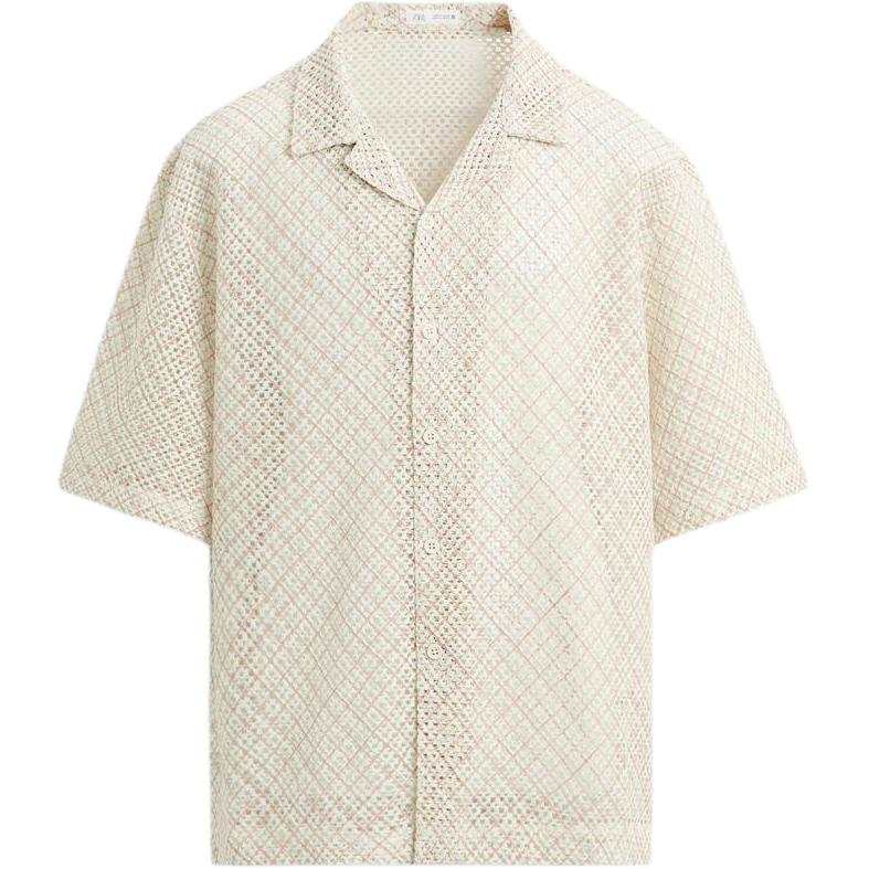 ZARA Shirts Men's Light Pink Lapel Moderate