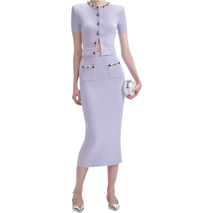 Self-portrait stretch-cotton skirt