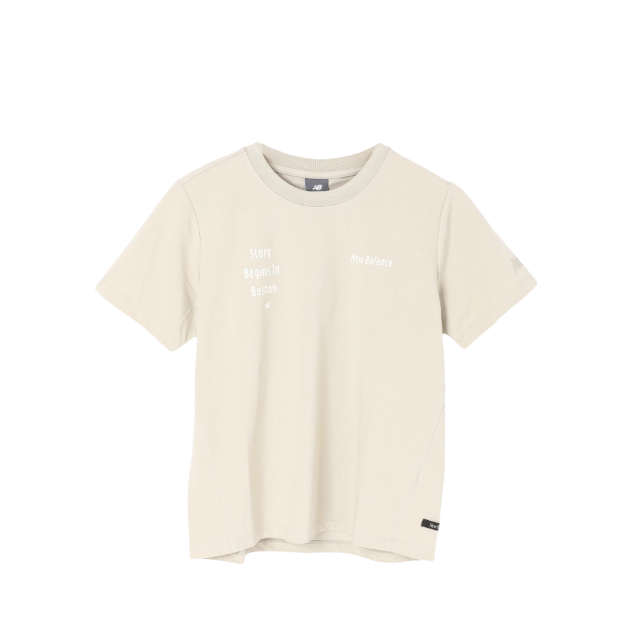 New Balance New Balance T Shirts Women's Light Brown Crew Neck Moderate Straight Fit