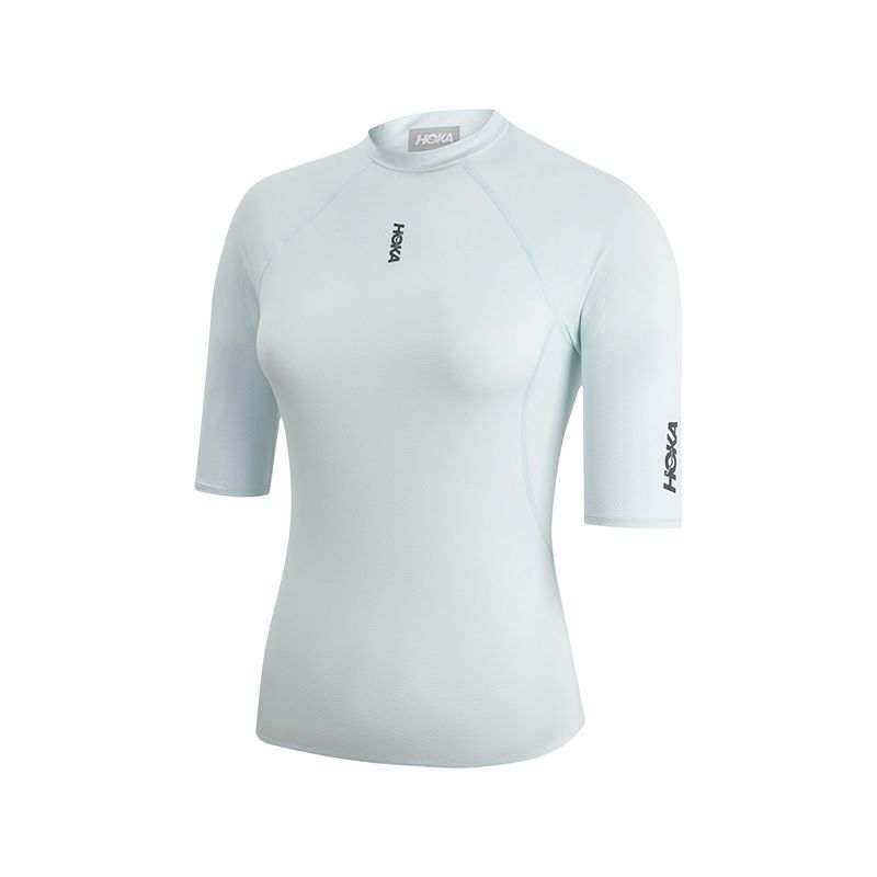 HOKA ONE ONE T Shirts Women's Tundra Blue Turtleneck Moderate