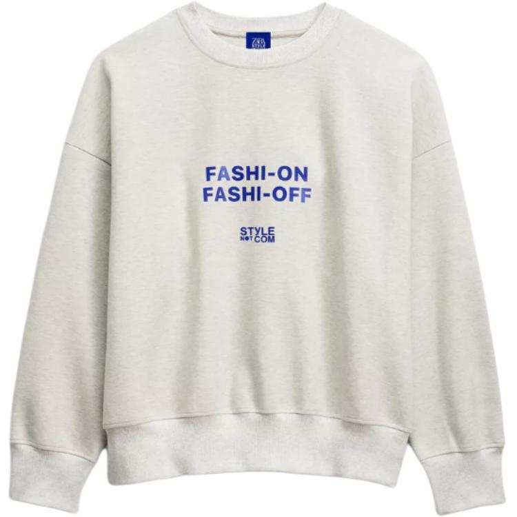 ZARA Sweatshirts Unisex Gray Crew Neck Moderate