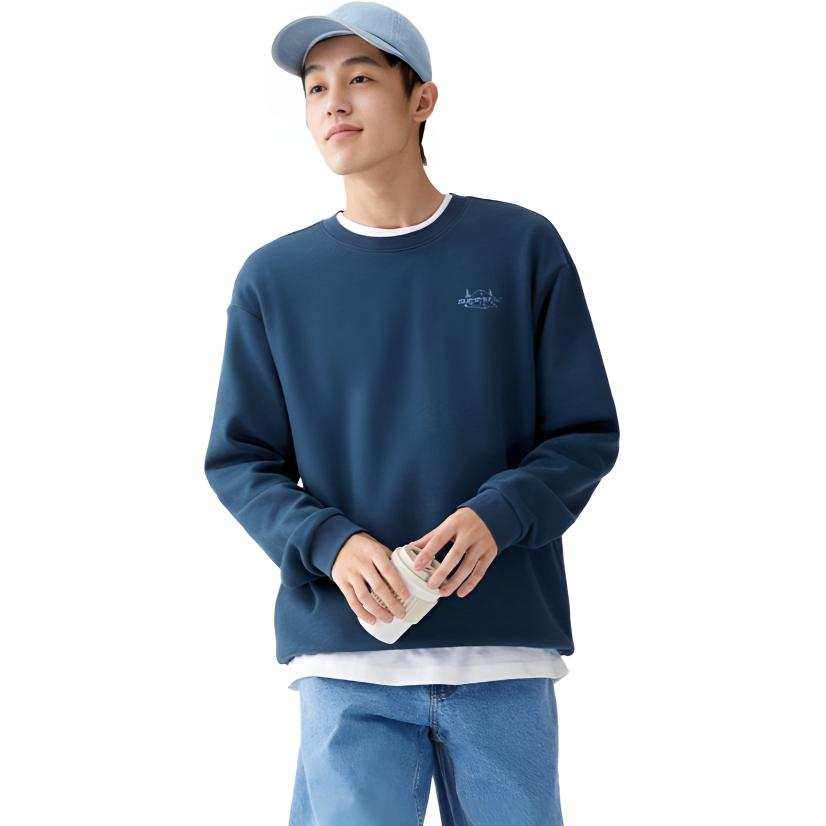 361° Sweatshirts Men's Dark Gray Blue Crew Neck Thickened