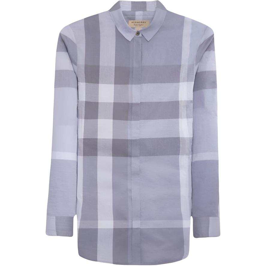 Burberry Shirts Women's Gray Lapel Moderate Straight Fit