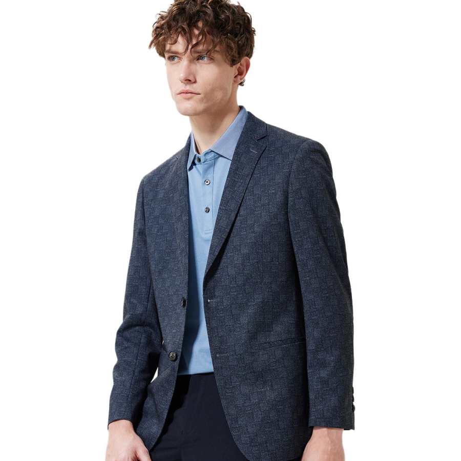 Hodo Business Suits Men's Blue Suit Collar Moderate Business Suit