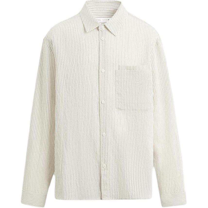 ZARA Shirts Men's Beige Lapel Moderate Other