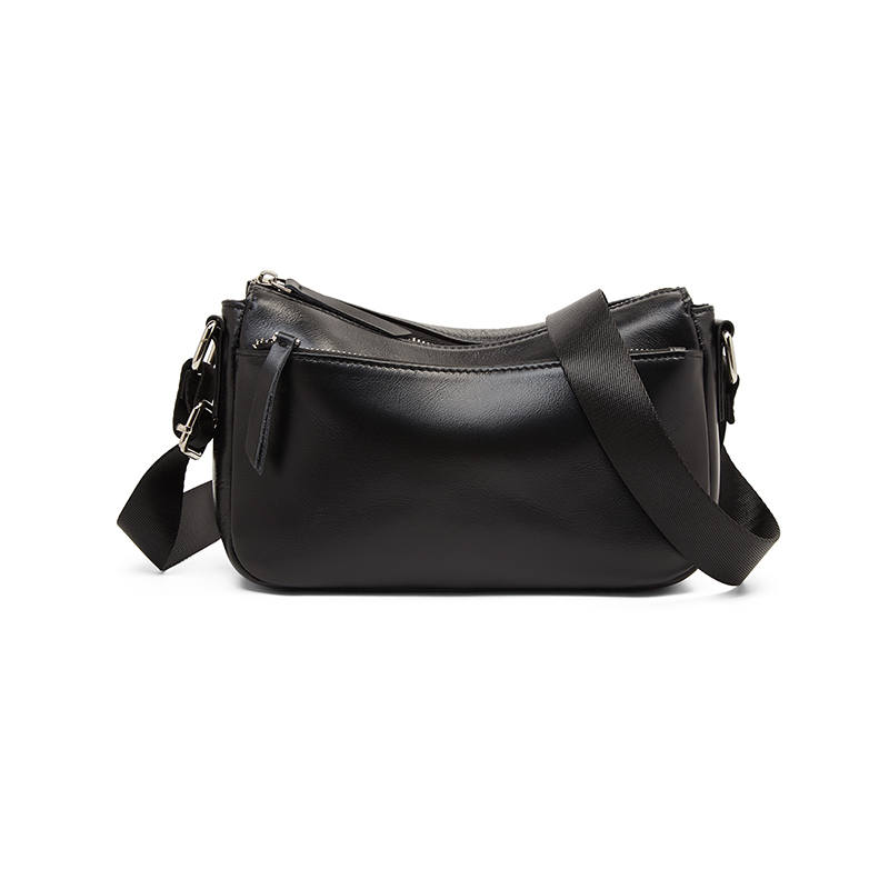 LAORENTOU Top Grain Cow Leather Shoulder Bag, Crossbody Bag Women's Black