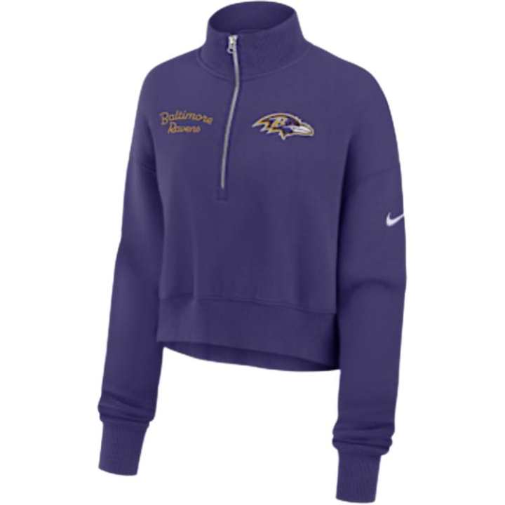 Nike Nike Baltimore Ravens Phoenix Women's Nike Nfl Cropped 1/4-Zip Crew