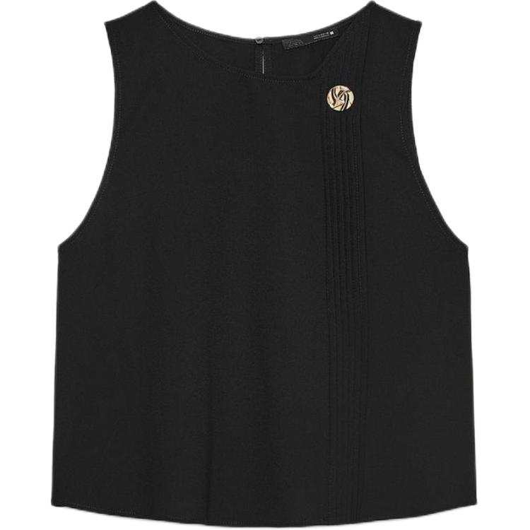 ZARA T Shirts Women's Black Crew Neck Moderate