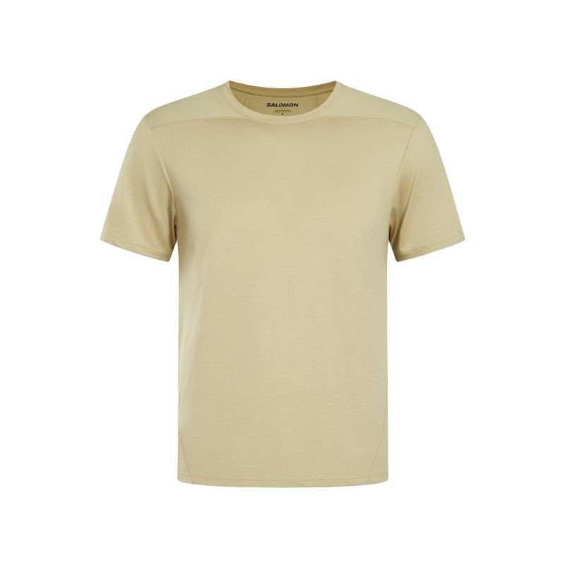 SALOMON OUTLINE T Shirts Men's Gray Green Crew Neck Moderate