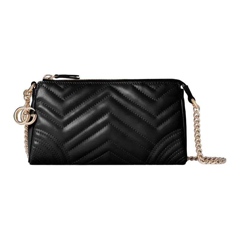 GUCCI GG Marmont Leather Shoulder Bag Small Women's Black
