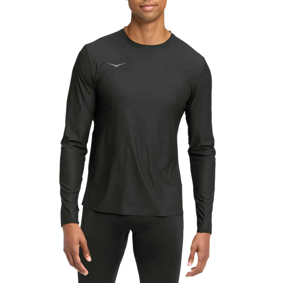 HOKA ONE ONE T Shirts Men's Black Crew Neck Moderate Straight Fit