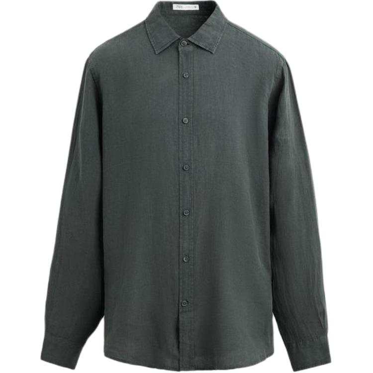 ZARA Shirts Men's Dark Green Lapel Moderate