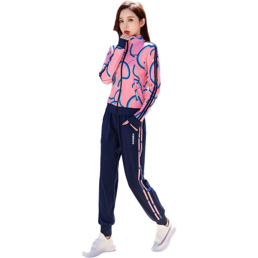 Barbie Fitness Sets Women's Red Print Half Turtleneck Moderate