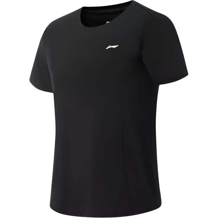 Li-Ning Li Ning T Shirts Women's Black Crew Neck Moderate Straight Fit