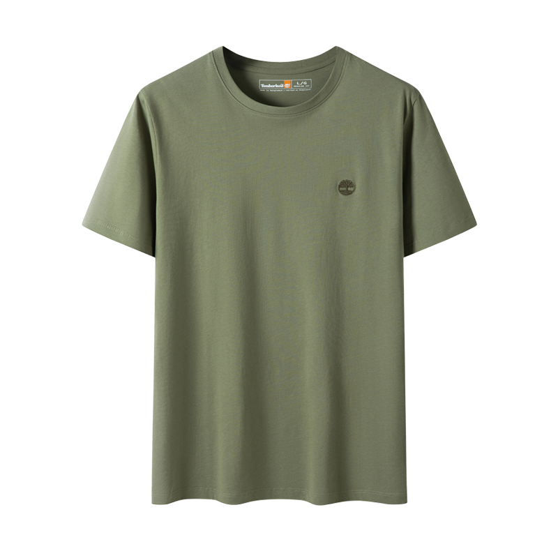 Timberland T Shirts Men's Khaki Green Crew Neck Moderate Straight Fit