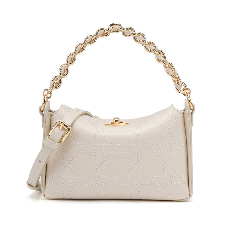 ELLE Cow Leather Shoulder Bag, Crossbody Bag, Handbag Women's White/Black