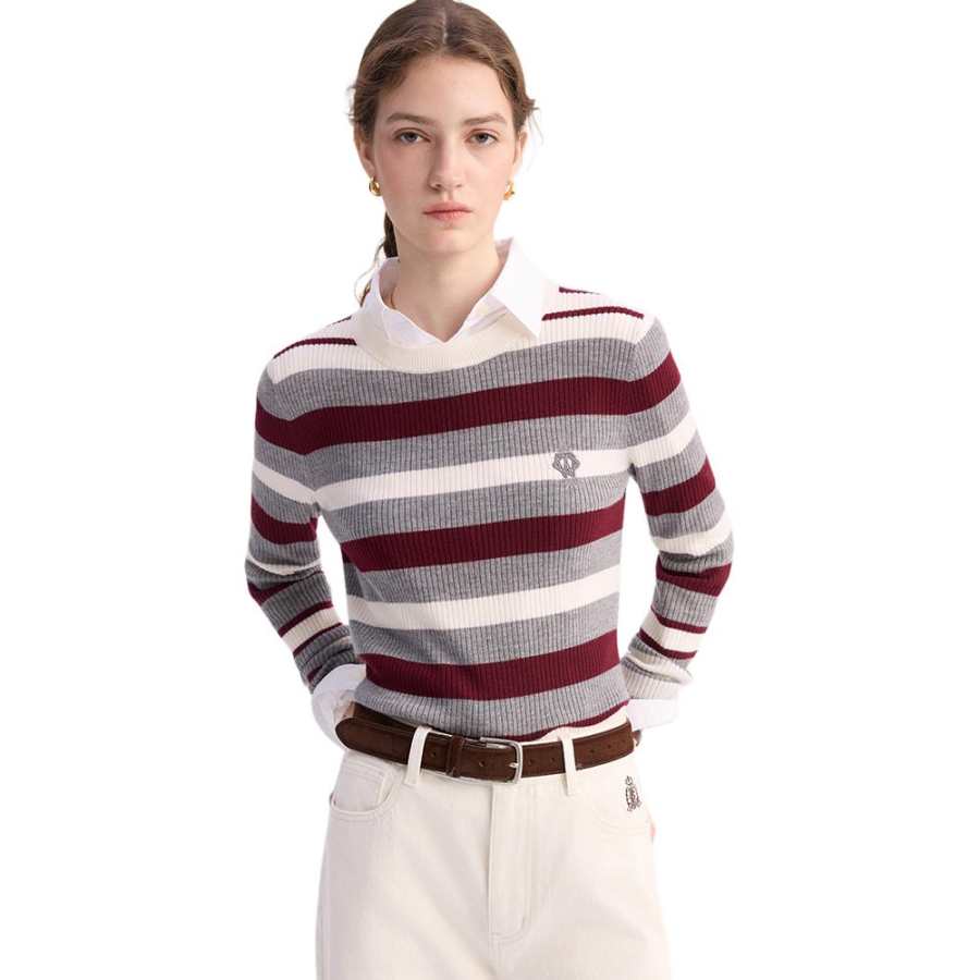 Teenie Weenie Sweaters Women's Gray Crew Neck Moderate Base Layer