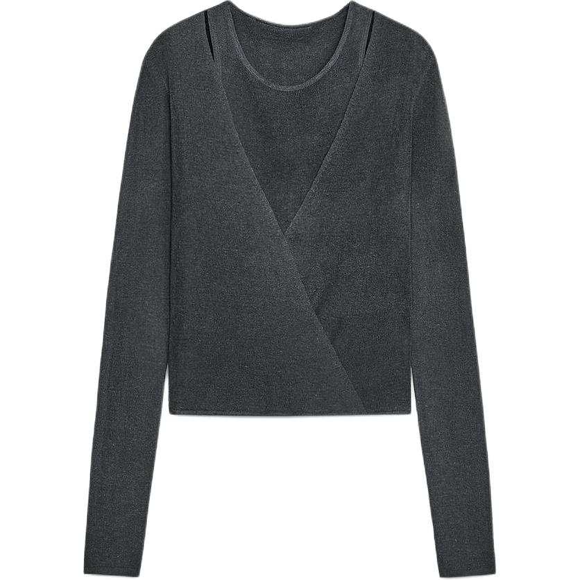 ZARA Knitwear Women's Sea Blue Crew Neck Thin