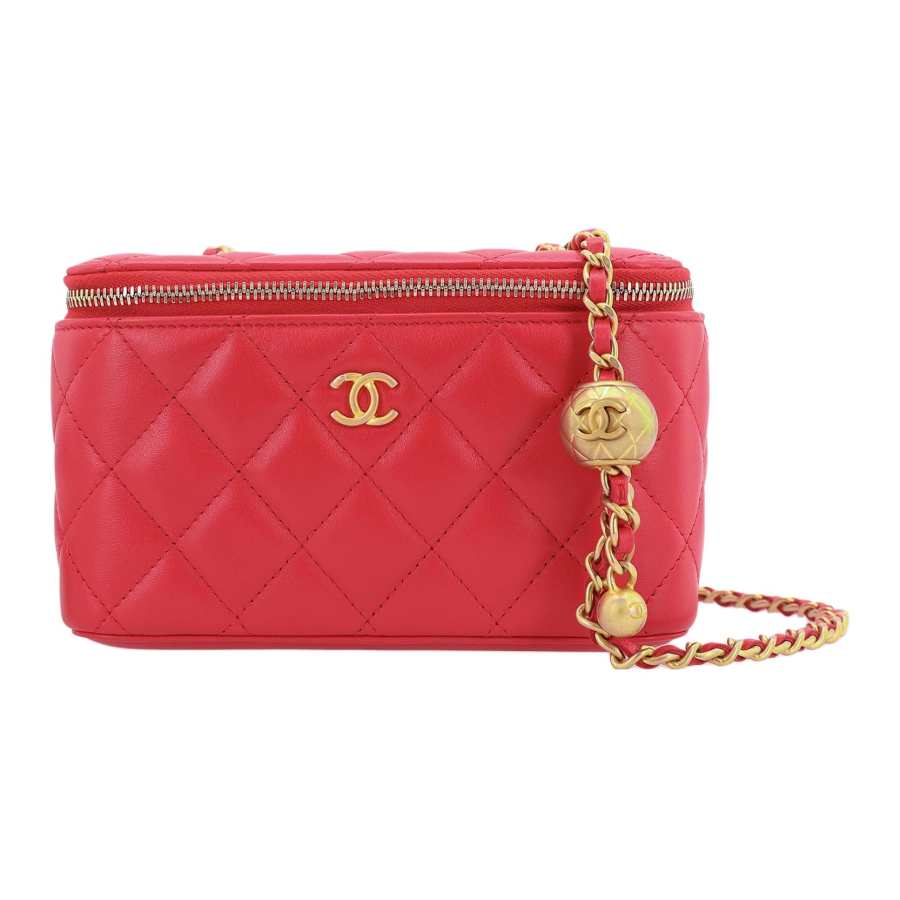 CHANEL Sheepskin Crossbody Bags Women's Watermelon Red