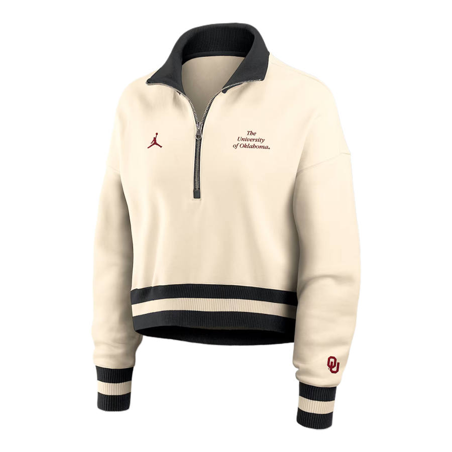 Jordan Jordan Oklahoma Legacy Women's Jordan Brand College Cropped 1/4-Zip Crew
