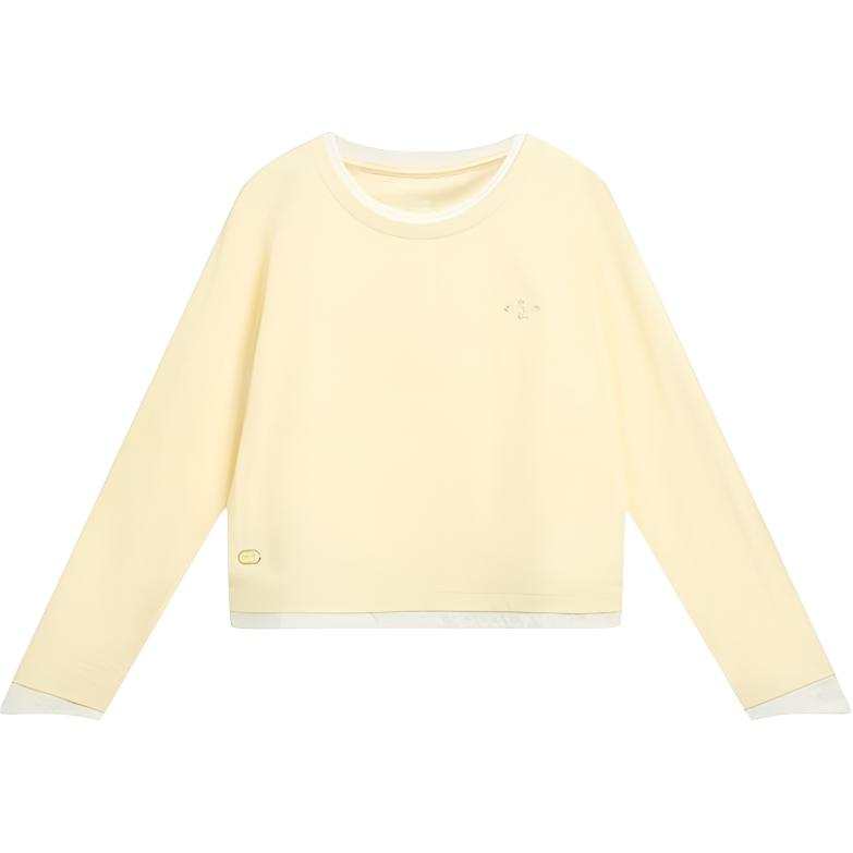 Li-Ning Li Ning T Shirts Women's Yellow Crew Neck Moderate Straight Fit