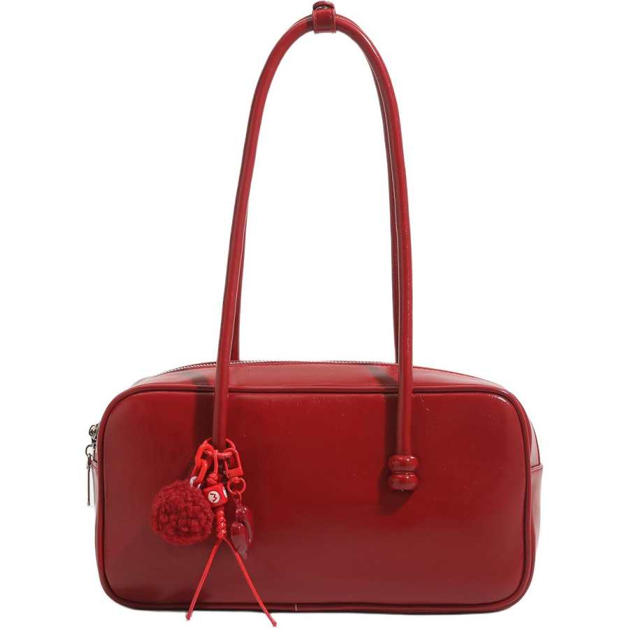 PAYOT Synthetic Leather Shoulder Bag Women's Red/Brown/Black