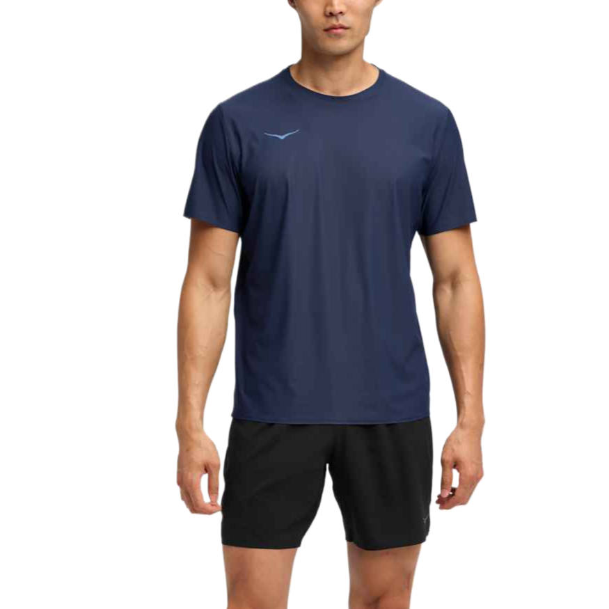 HOKA ONE ONE T Shirts Men's Midnight Blue Crew Neck Moderate Straight Fit