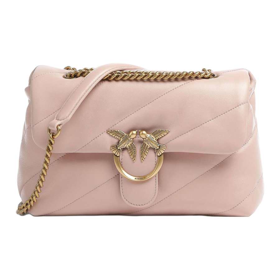 PINKO Sheepskin Square Bag, Shoulder Bag, Crossbody Bag Large Women's Pink
