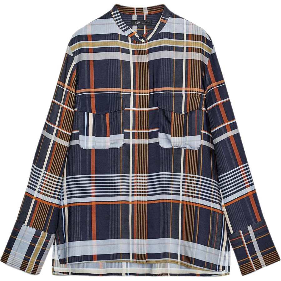 ZARA ZW Shirts Women's Multicolor Stand Collar Moderate