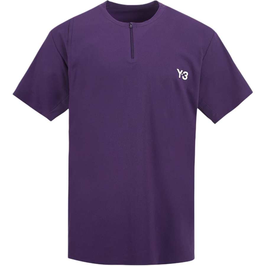 Y-3 zip-neck panelled T-shirt