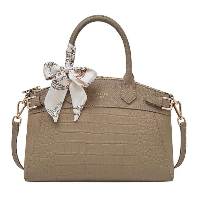 LAORENTOU Cow Leather With Synthetic Leather Handbag Regular Women's Black/Gray