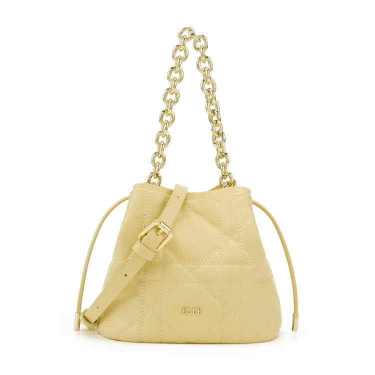 ELLE Cow Leather Handbag Regular Women's Yellow/White/Black/Burgundy/Ebony Gray/Misty Rain Gray