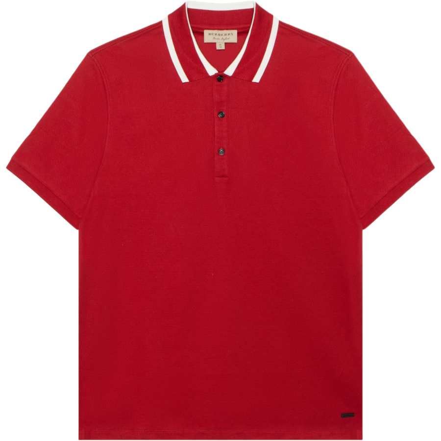 Burberry Polo Shirts Men's Red Polo Collar Moderate Straight Fit