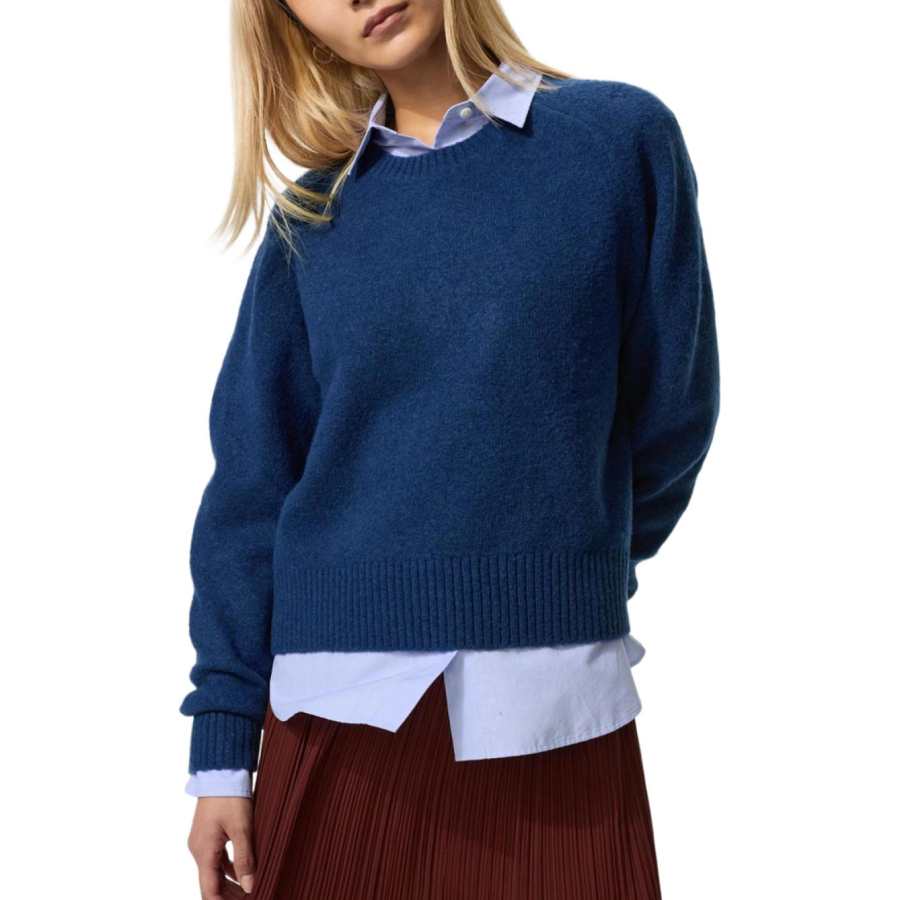 UNIQLO Knitwear Women's Dark Blue Crew Neck Moderate Other
