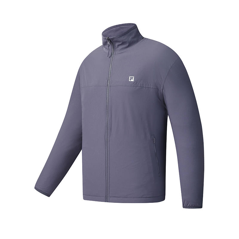 FILA Jackets Unisex Glamor Purple PU Stand Collar Moderate Reversible