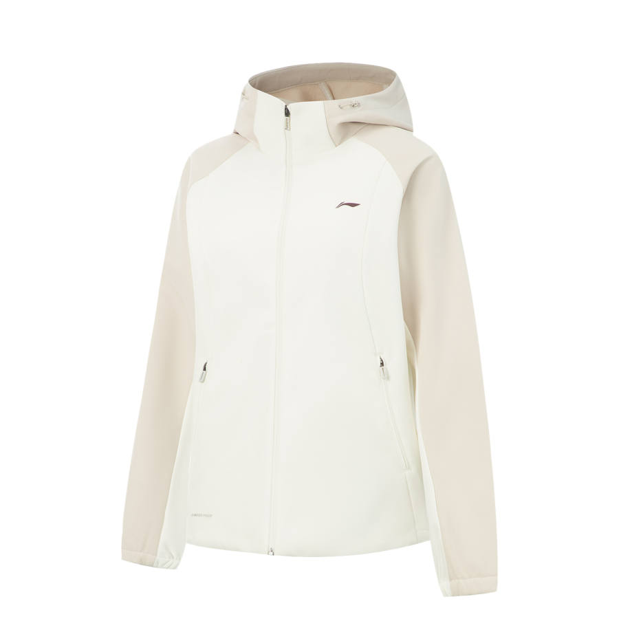 Li-Ning Li Ning Fitness, Fleece Lined Thermal Hooded Loose Fit Athleisure Print Long Sleeved Trench Coat Women's
