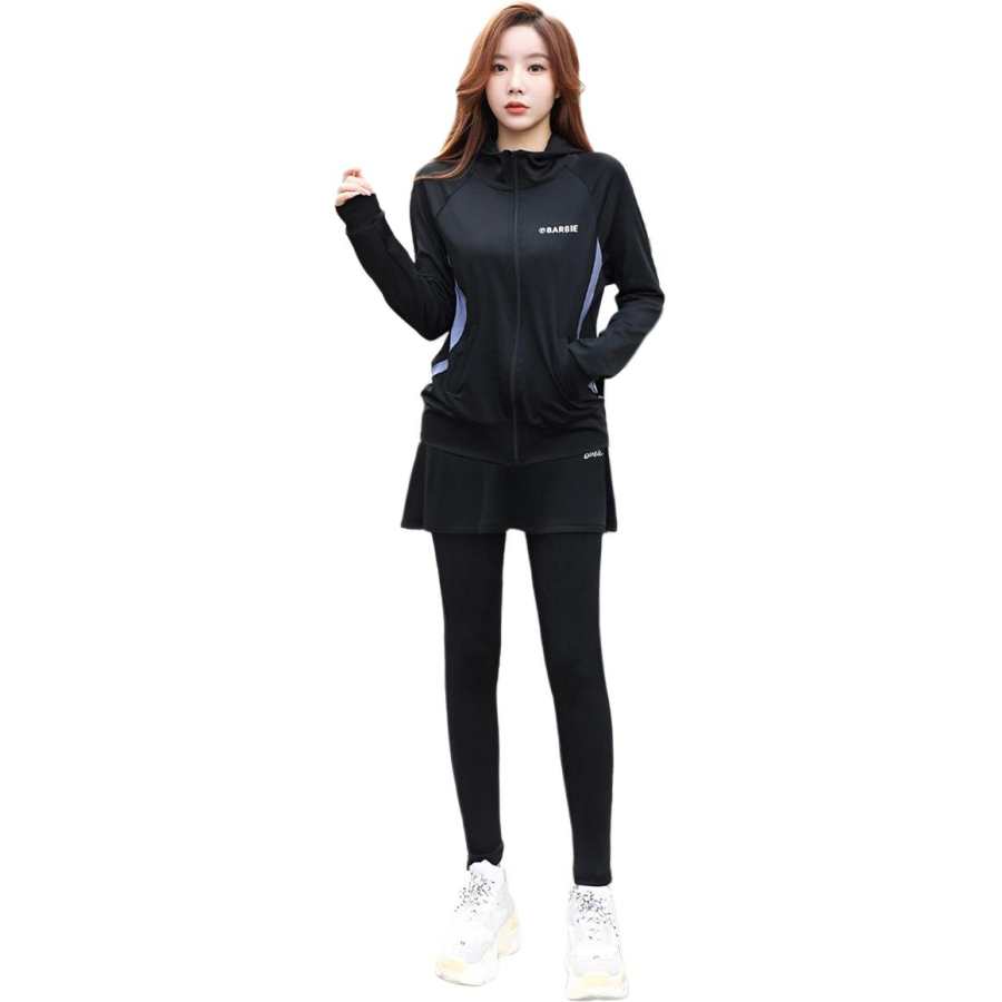 Barbie Fitness Sets Women's Black Hooded Moderate