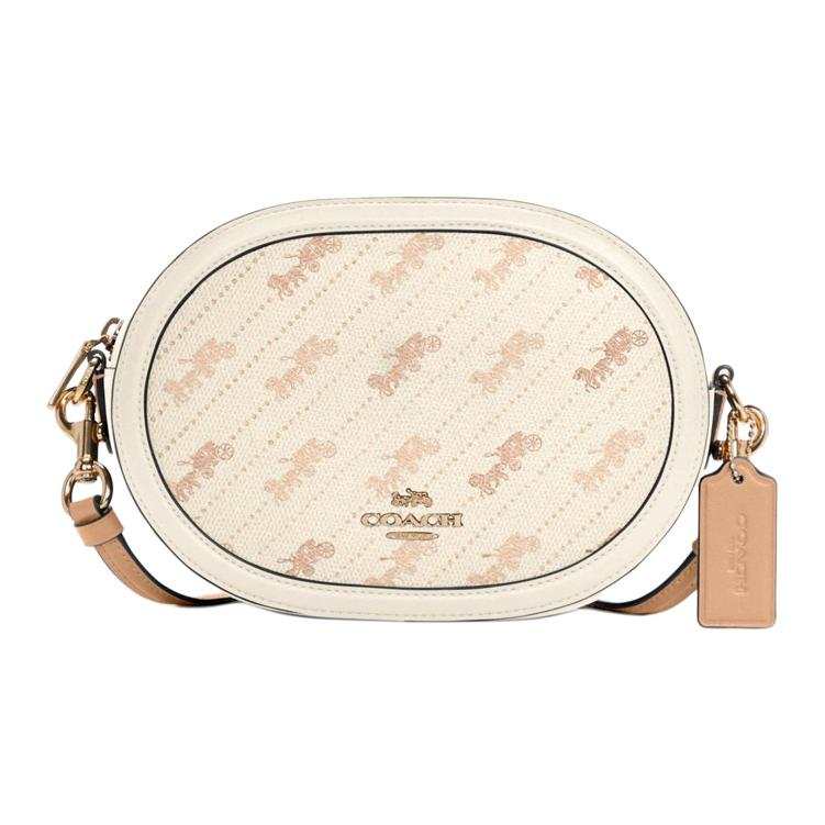 COACH Coated Canvas With Leather Camera Bag, Shoulder Bag, Crossbody Bag Small Women's Ecru