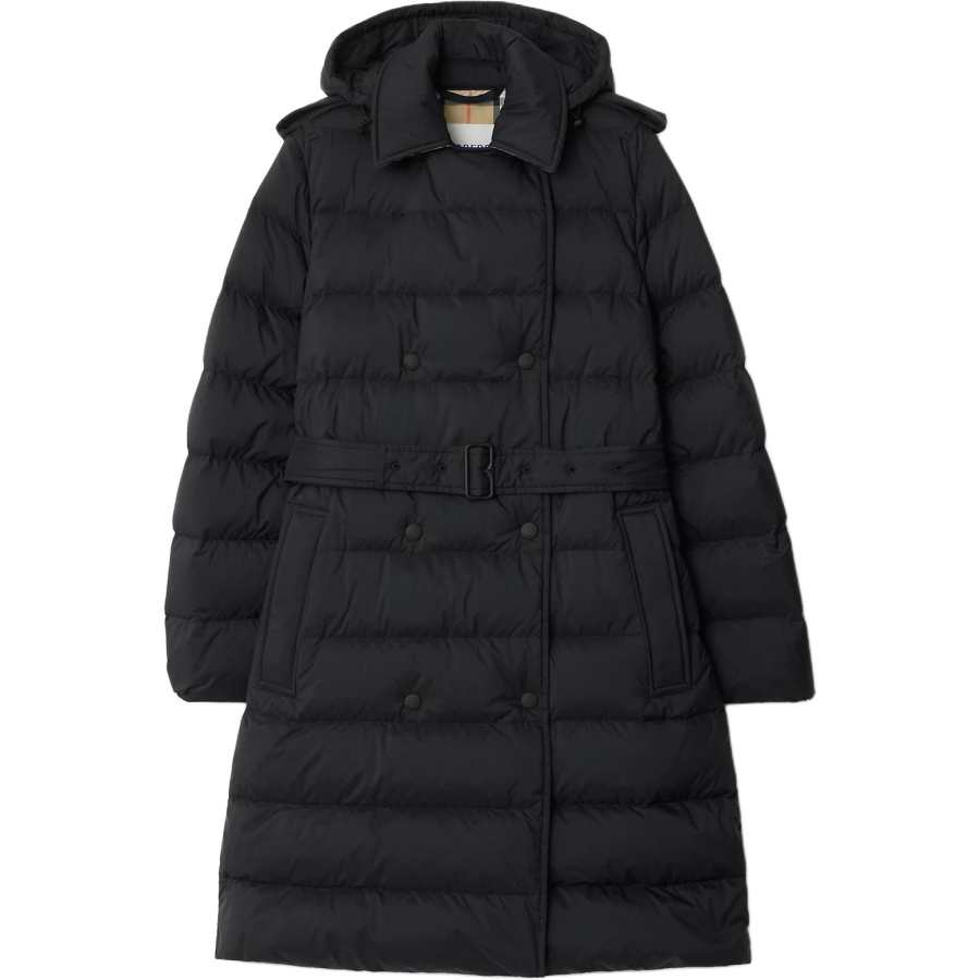 Burberry Belted Waist Hooded Padded Trench Coat